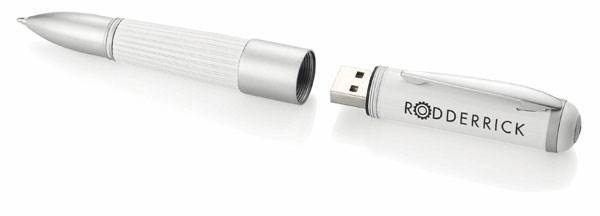 Obrázky: Biele guličkové pero/USB flash disk 8GB 2v1