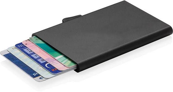 Obrázky: Čierne RFID hliníkové puzdro na karty