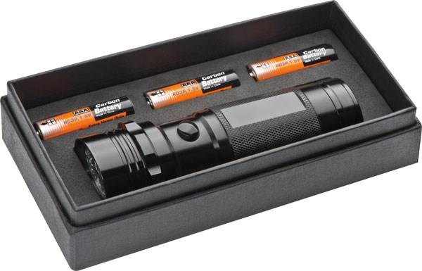Obrázky: Čierna kovová 14 LED baterka v darčekovej krabičke, Obrázok 2