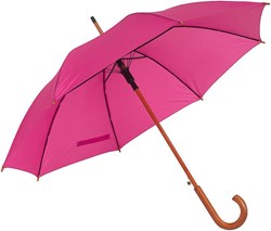 Obrázky: Ružový automatický dáždnik s drevenou rukoväťou