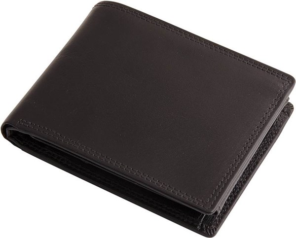 Obrázky: Pánska čierna kožená peňaženka naležato