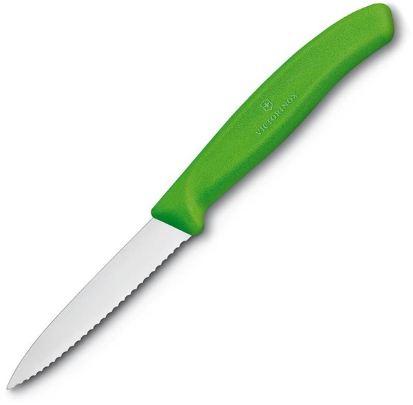Obrázky: Zelený nôž na zeleninu VICTORINOX, vlnková čepeľ 8