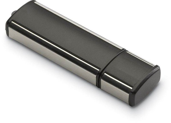 Obrázky: USB kľúč Lineaflash s uzáverom,16GB čierna-strieb.