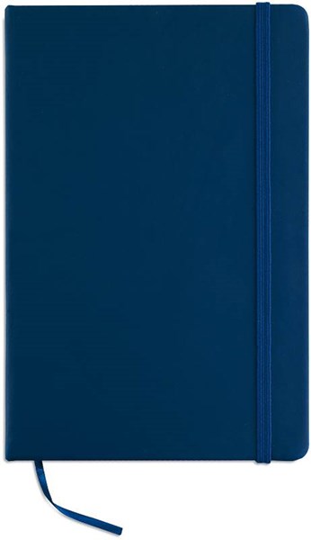 Obrázky: Modrý linajkový zápisník s elastickou páskou, A5