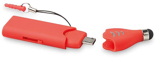 Obrázky: OTG Touch USB flash disk 4 GB so stylusom,červený, Obrázok 3