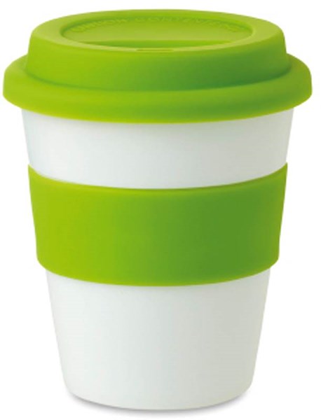 Obrázky: Plastový pohár so zeleným vrchnákom a úchopom