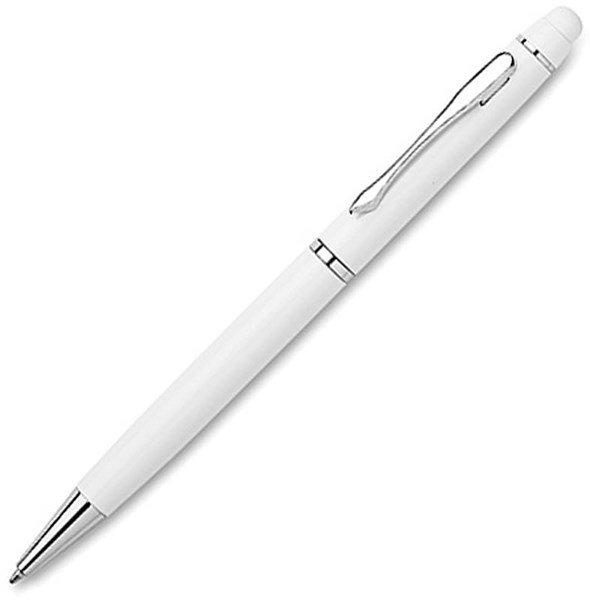 Obrázky: Biele alumíniové pero so stylus hrotom v boxe, Obrázok 2