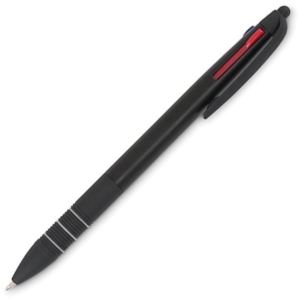 Obrázky: Plastové trojfarebné pero so stylusom,čierne, Obrázok 2