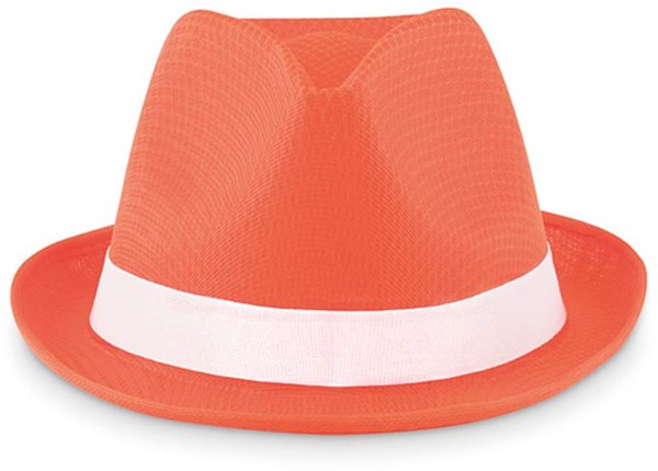 Obrázky: Oranžový polyesterový klobúk s bielou stuhou, Obrázok 2