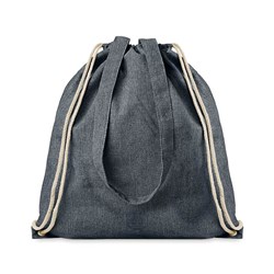 Obrázky: Tmavomodrý recyklovaný sťahovací ruksak/taška s dlhými ušami