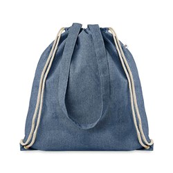 Obrázky: Modrý recyklovaný sťahovací ruksak/taška s dlhými ušami