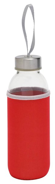 Obrázky: Sklenená fľaša 450 ml s pútkom v červenom obale