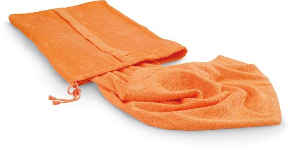 Obrázky: Plážový uterák v nylonovom vrecku, oranžová, Obrázok 4