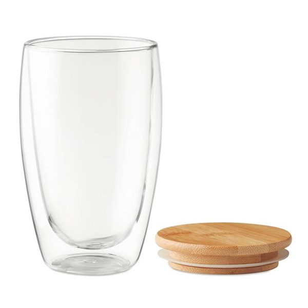 Obrázky: Dvojstenný pohár 450 ml s bambusovým viečkom, Obrázok 3
