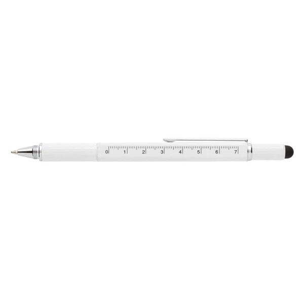 Obrázky: Biele multifunkčné guličkové pero z hliníka 5 v 1, Obrázok 4