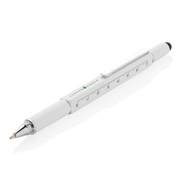 Obrázky: Biele multifunkčné guličkové pero z hliníka 5 v 1, Obrázok 8