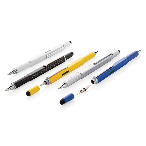 Obrázky: Biele multifunkčné guličkové pero z hliníka 5 v 1, Obrázok 9