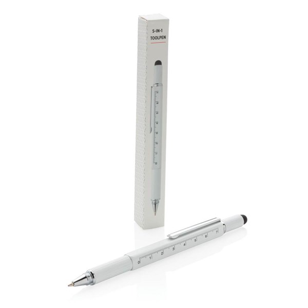 Obrázky: Biele multifunkčné guličkové pero z hliníka 5 v 1, Obrázok 11