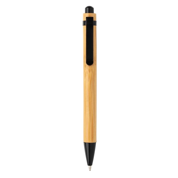 Obrázky: Bambusové pero s kovovým klipom, čierna, Obrázok 2