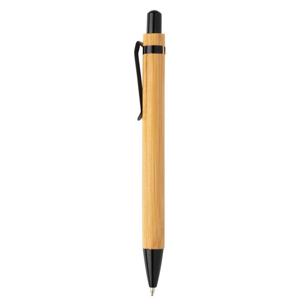Obrázky: Bambusové pero s kovovým klipom, čierna, Obrázok 3