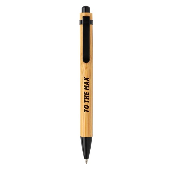 Obrázky: Bambusové pero s kovovým klipom, čierna, Obrázok 4