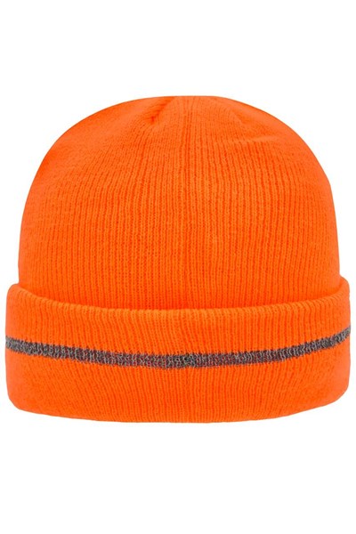 Obrázky: Oranžová zimná čiapka s reflexným pásom