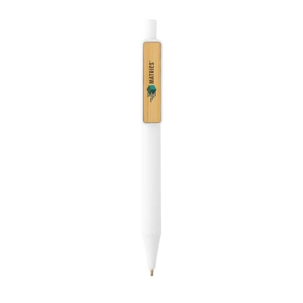 Obrázky: Biele pero z recykl. plastu GRS RABS, bambus. klip, Obrázok 4