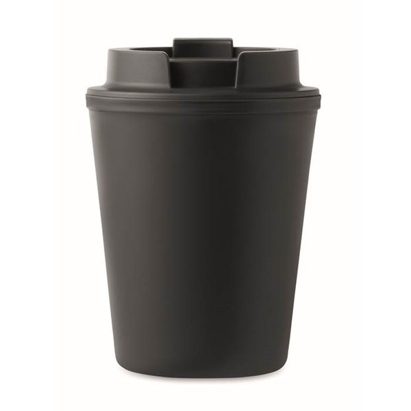 Obrázky: Čierny dvojstenný hrnček 300 ml,recykl.PP,viečko, Obrázok 3