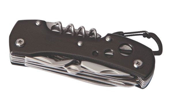 Obrázky: Čierny kovový vreckový nôž s 12 funkciami,karabína, Obrázok 2
