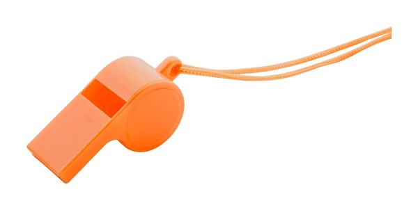 Obrázky: Oranžová plastová píšťalka so šnúrkou vo farbe