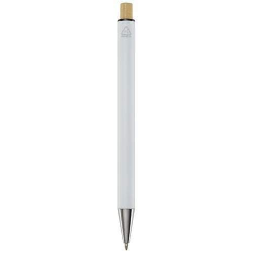 Obrázky: Biele guličkové pero, recykl. hliník, modrá náplň, Obrázok 2