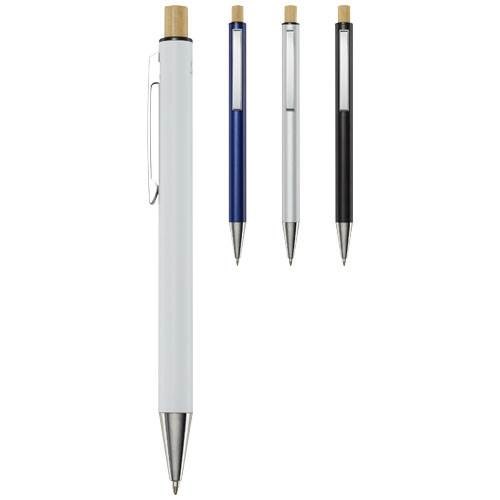 Obrázky: Biele guličkové pero, recykl. hliník, modrá náplň, Obrázok 3