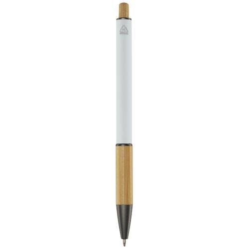 Obrázky: Biele guličkové pero - recykl. hliník/bambus, ČN, Obrázok 2