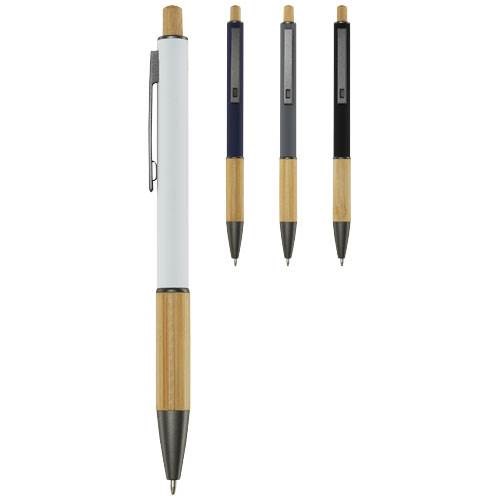Obrázky: Biele guličkové pero - recykl. hliník/bambus, ČN, Obrázok 3