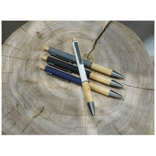 Obrázky: Biele guličkové pero - recykl. hliník/bambus, ČN, Obrázok 4