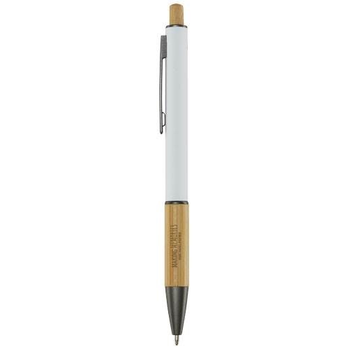 Obrázky: Biele guličkové pero - recykl. hliník/bambus, ČN, Obrázok 6