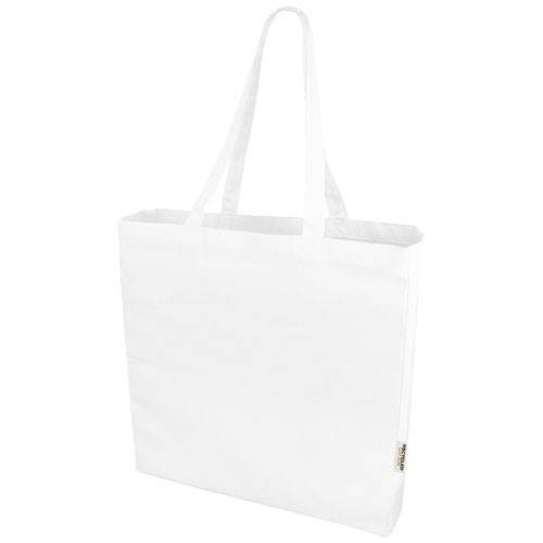 Obrázky: Biela recykl. nákupná taška 220g, dlhé uši