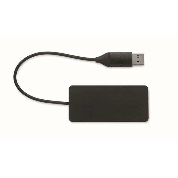 Obrázky: USB rozbočovač s 20cm káblom, čierny, Obrázok 2