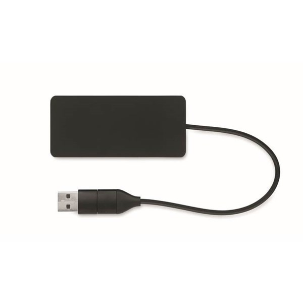 Obrázky: USB rozbočovač s 20cm káblom, čierny, Obrázok 3