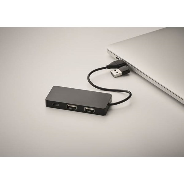 Obrázky: USB rozbočovač s 20cm káblom, čierny, Obrázok 5