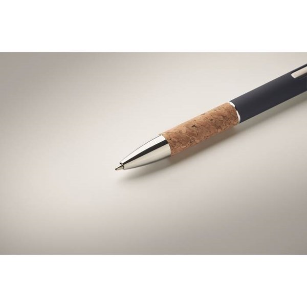 Obrázky: Hliníkové pero s korkovým úchopom, modrá, MN, Obrázok 3