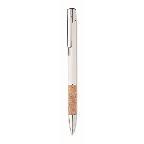 Obrázky: Hliníkové pero s korkovým úchopom, biela, MN