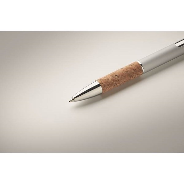Obrázky: Hliníkové pero s korkovým úchopom, strieborná, MN, Obrázok 3
