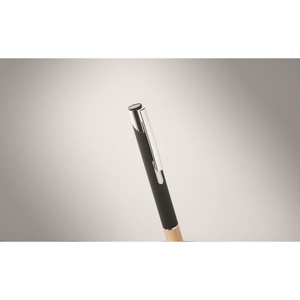 Obrázky: Hliníkové pero s bambusovým úchopom, čierna, MN, Obrázok 2