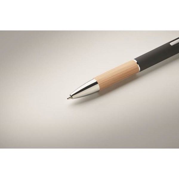 Obrázky: Hliníkové pero s bambusovým úchopom, čierna, MN, Obrázok 3