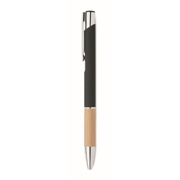 Obrázky: Hliníkové pero s bambusovým úchopom, čierna, MN, Obrázok 5