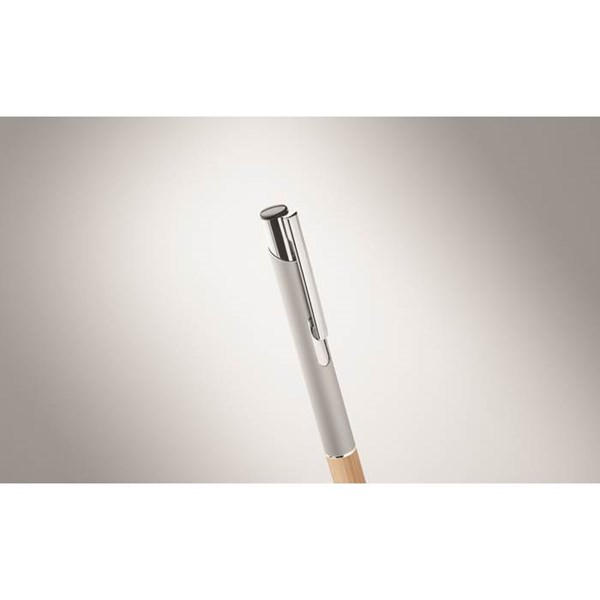 Obrázky: Hliníkové pero s bambusovým úchopom, striebor. MN, Obrázok 2