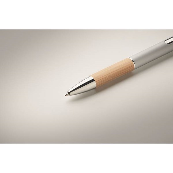 Obrázky: Hliníkové pero s bambusovým úchopom, striebor. MN, Obrázok 3