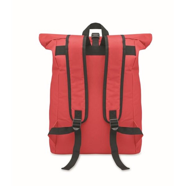 Obrázky: Červený polyest. rolovací ruksak na notebook, Obrázok 2
