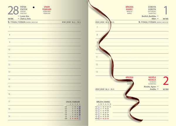 Obrázky: MANAGER 2025, denný A5 červený diár, Obrázok 2